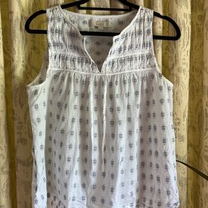 LOFT Ruched Sleeveless Top with Tie Detail M